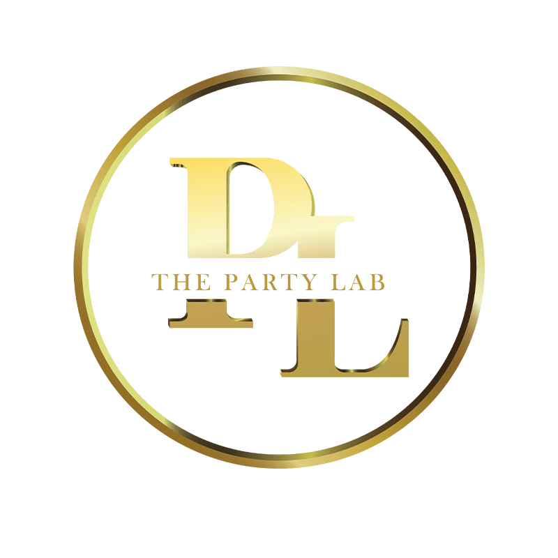 Logo van The Party Lab met speelse en creatieve vorm