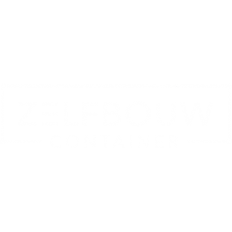 Blauw logo van Zelfbouwcontainer met industriële vormgeving
